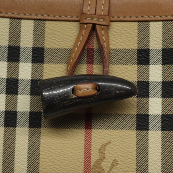 BURBERRY Nova Check Hand Bag PVC Beige Auth EC590