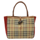 BURBERRY Nova Check Hand Bag PVC Beige Auth EC590-2