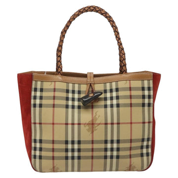 BURBERRY Nova Check Hand Bag PVC Beige Auth EC590 - 0