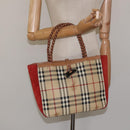 BURBERRY Nova Check Hand Bag PVC Beige Auth EC590-21