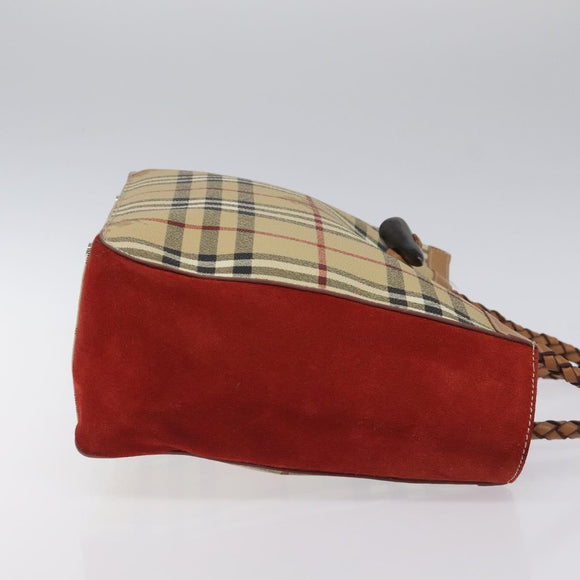 BURBERRY Nova Check Hand Bag PVC Beige Auth EC590