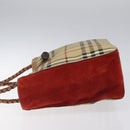 BURBERRY Nova Check Hand Bag PVC Beige Auth EC590-4