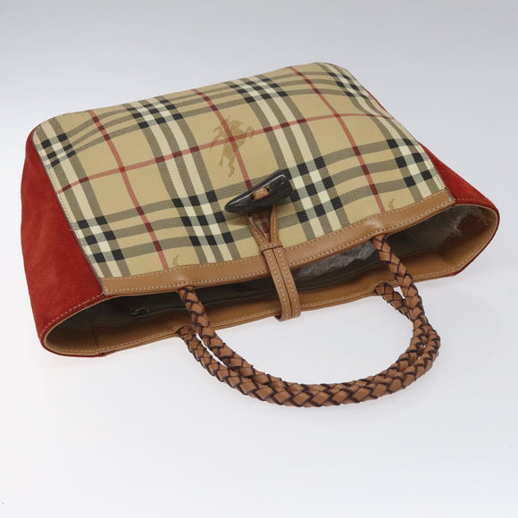 BURBERRY Nova Check Hand Bag PVC Beige Auth EC590