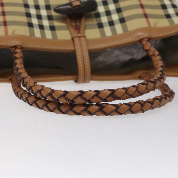 BURBERRY Nova Check Hand Bag PVC Beige Auth EC590