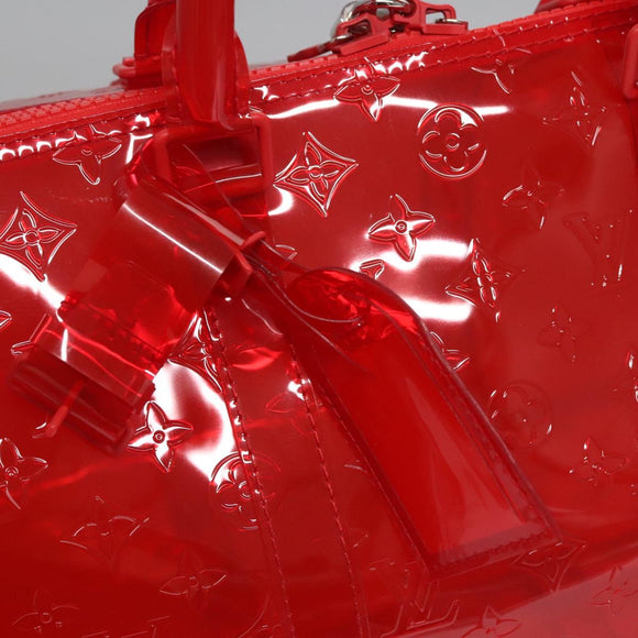 LOUIS VUITTON Monogram Vinyl Keepall Bandouliere 50 Bag Red M41416 Auth ec591SAM