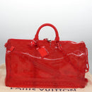 LOUIS VUITTON Monogram Vinyl Keepall Bandouliere 50 Bag Red M41416 Auth ec591SAM-12