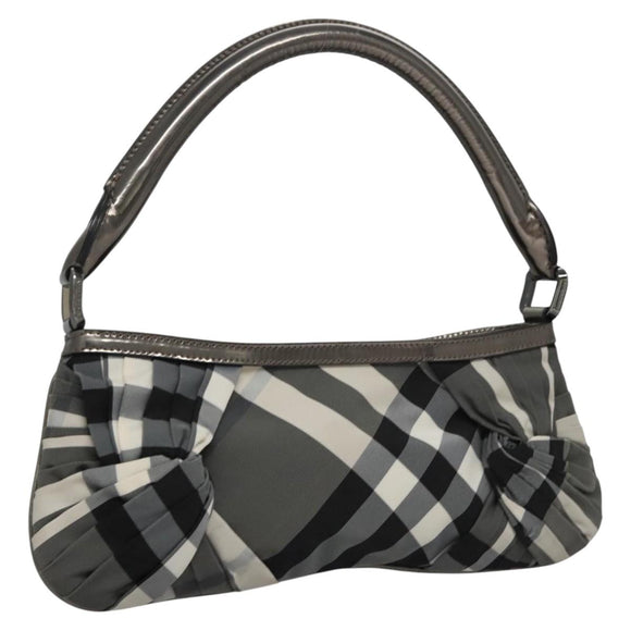 BURBERRY Nova Check Shoulder Bag Nylon Gray Auth EC594