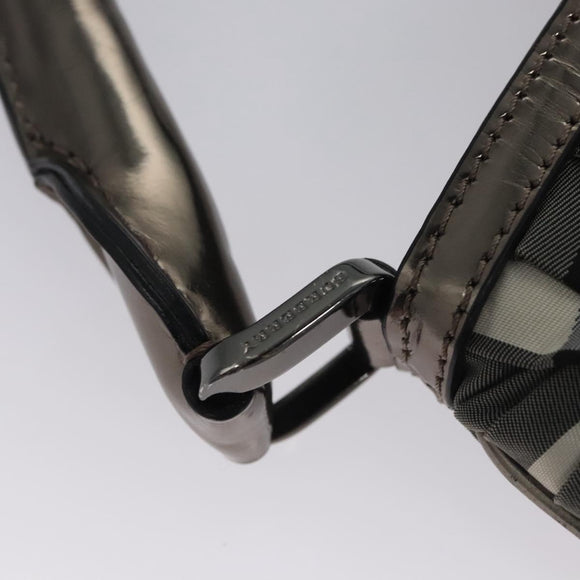 BURBERRY Nova Check Shoulder Bag Nylon Gray Auth EC594