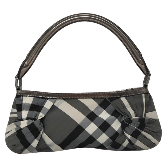 BURBERRY Nova Check Shoulder Bag Nylon Gray Auth EC594