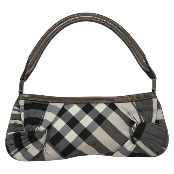 BURBERRY Nova Check Shoulder Bag Nylon Gray Auth EC594