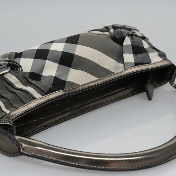 BURBERRY Nova Check Shoulder Bag Nylon Gray Auth EC594