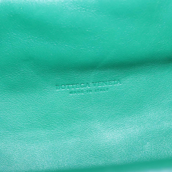 BOTTEGA VENETA Ketten-Schultertasche Leder Grün Auth EC599V