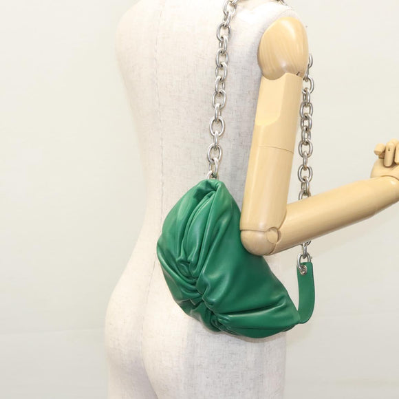 BOTTEGA VENETA Chain Shoulder Bag Leather Green Auth EC599V
