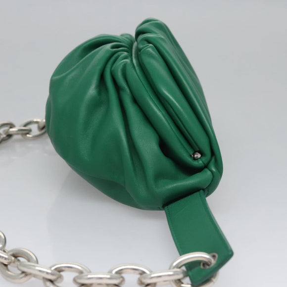BOTTEGA VENETA Chain Shoulder Bag Leather Green Auth EC599V