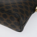CELINE Macadam Canvas Pouch PVC Leather Black Gold Auth EC600V-15