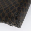 CELINE Macadam Canvas Pouch PVC Leather Black Gold Auth EC600V-16