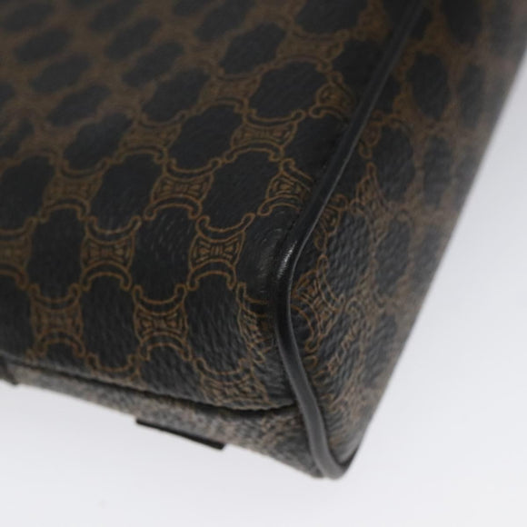 CELINE Macadam Canvas Pouch PVC Leather Black Gold Auth EC600V