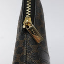 CELINE Macadam Canvas Pouch PVC Leather Black Gold Auth EC600V-8