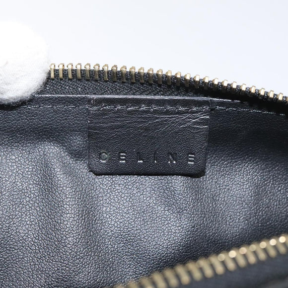 CELINE Macadam Canvas Pouch PVC Leather Black Gold Auth EC600V