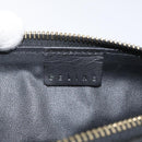 CELINE Macadam Canvas Pouch PVC Leather Black Gold Auth EC600V-9