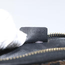 CELINE Macadam Canvas Pouch PVC Leather Black Gold Auth EC600V-12