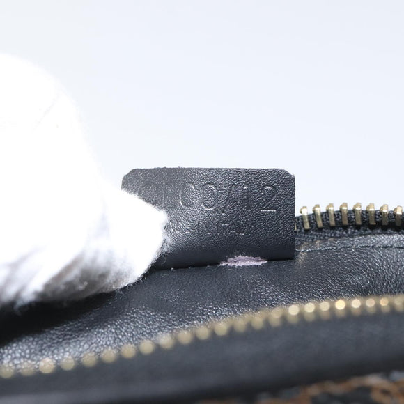 CELINE Macadam Canvas Pouch PVC Leather Black Gold Auth EC600V