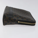 CELINE Macadam Canvas Pouch PVC Leather Black Gold Auth EC600V-3