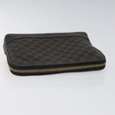 CELINE Macadam Canvas Pouch PVC Leather Black Gold Auth EC600V-5