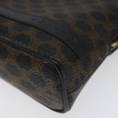 CELINE Macadam Canvas Pouch PVC Leather Black Gold Auth EC600V-7