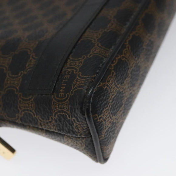 CELINE Macadam Canvas Pouch PVC Leather Black Gold Auth EC600V