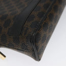 CELINE Macadam Canvas Pouch PVC Leather Black Gold Auth EC600V-14