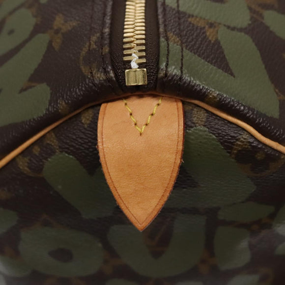 LOUIS VUITTON Monogram graffiti Keepall 50 Boston Bag Khaki M92196 Auth EC602AV