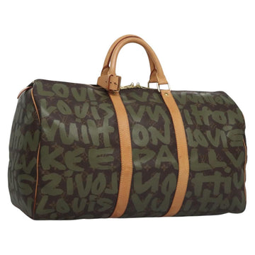 LOUIS VUITTON Monogram graffiti Keepall 50 Boston Bag Khaki M92196 Auth EC602AV