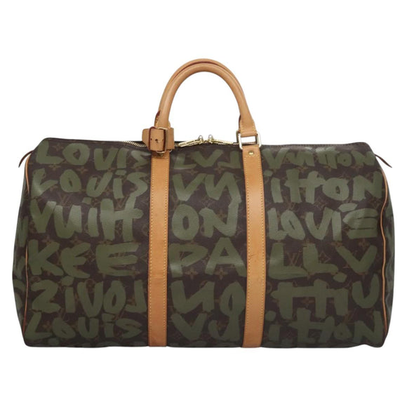 LOUIS VUITTON Monogram graffiti Keepall 50 Boston tas Khaki M92196 Auth EC602SAV