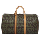 LOUIS VUITTON Monogram graffiti Keepall 50 Boston Bag Khaki M92196 Auth EC602AV-13