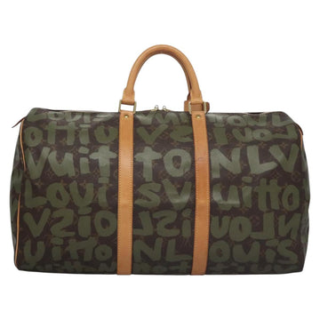 LOUIS VUITTON Monogram graffiti Keepall 50 Boston Bag Khaki M92196 Auth EC602AV - 0