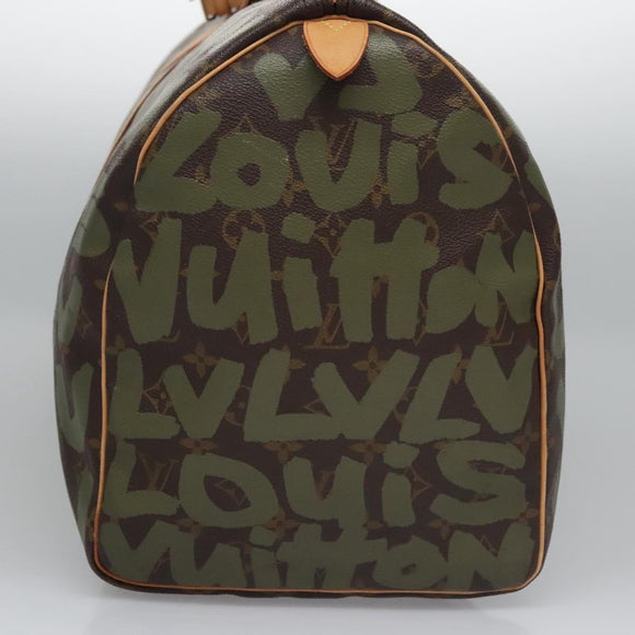 LOUIS VUITTON Monogram graffiti Keepall 50 Boston Bag Khaki M92196 Auth EC602AV