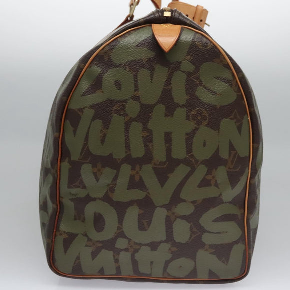 LOUIS VUITTON Monogram graffiti Keepall 50 Boston Bag Khaki M92196 Auth EC602AV