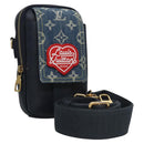 LOUIS VUITTON LV Squared Double Phone Pouch Blue M81060 LV Auth EC603A-1