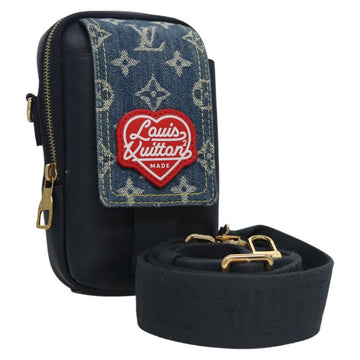 LOUIS VUITTON LV Squared Double Phone Pouch Blue M81060 LV Auth EC603A