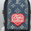 LOUIS VUITTON LV Squared Double Phone Pouch Blue M81060 LV Auth EC603A-8