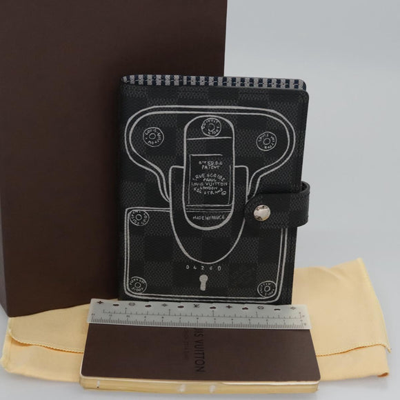 LOUIS VUITTON Damier Graphite Agenda PM Day Planner Cover R20030 LV Auth EC610
