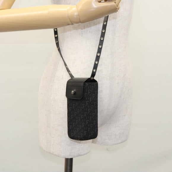 Christian Dior Trotter Canvas Shoulder Pouch Black Auth EC611V
