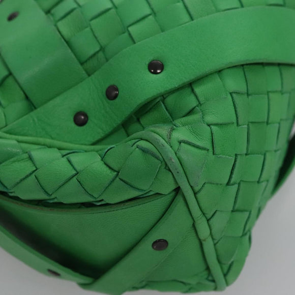 BOTTEGAVENETA INTRECCIATO Shoulder Bag Leather Green Auth EC612V