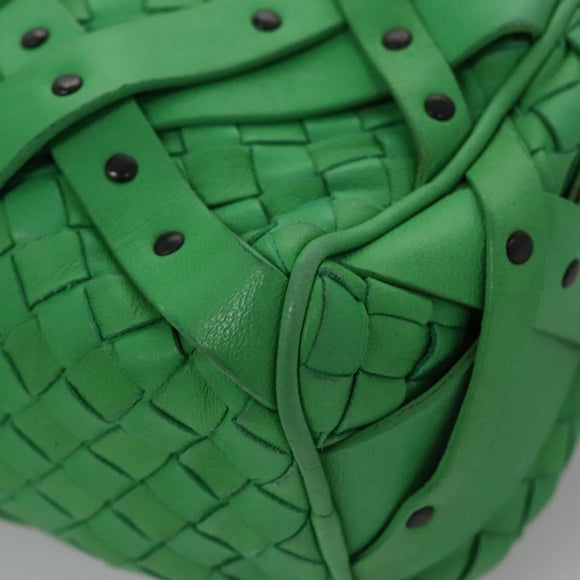 BOTTEGAVENETA INTRECCIATO Shoulder Bag Leather Green Auth EC612V