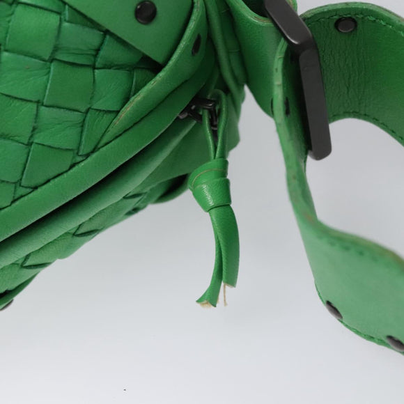 BOTTEGAVENETA INTRECCIATO Shoulder Bag Leather Green Auth EC612V