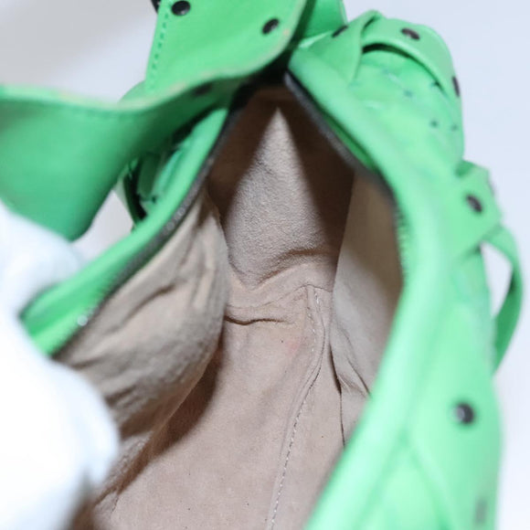 BOTTEGAVENETA INTRECCIATO Shoulder Bag Leather Green Auth EC612V
