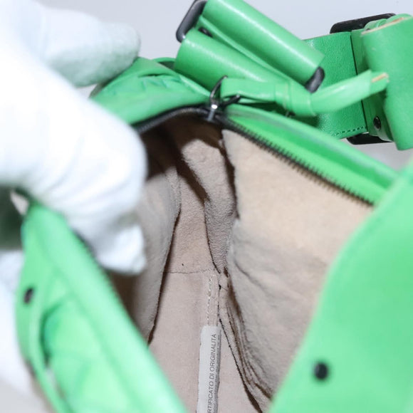 BOTTEGAVENETA INTRECCIATO Shoulder Bag Leather Green Auth EC612V