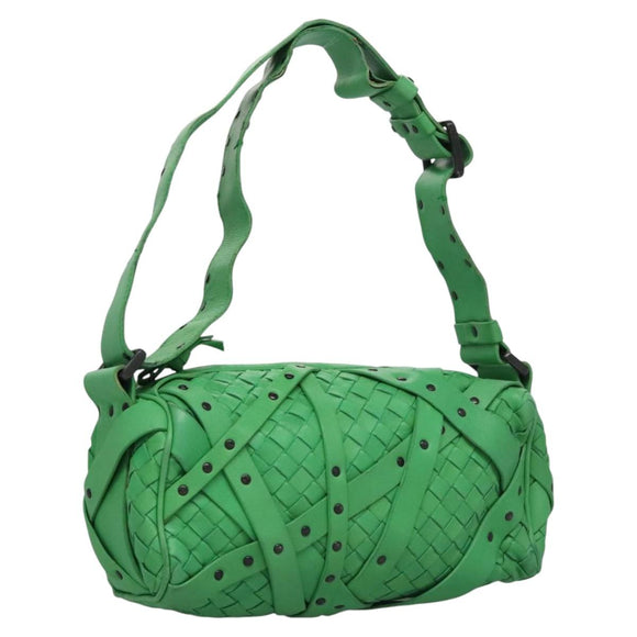 BOTTEGAVENETA INTRECCIATO Shoulder Bag Leather Green Auth EC612V