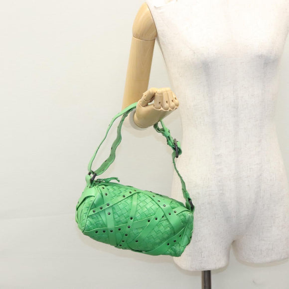 BOTTEGAVENETA INTRECCIATO Shoulder Bag Leather Green Auth EC612V
